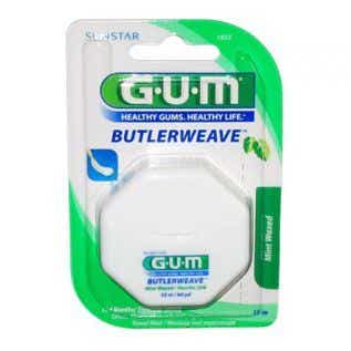 GUM BUTLERWEAVE FLAT DENTAL FLOSS WAX MENTHOL 1855 55M