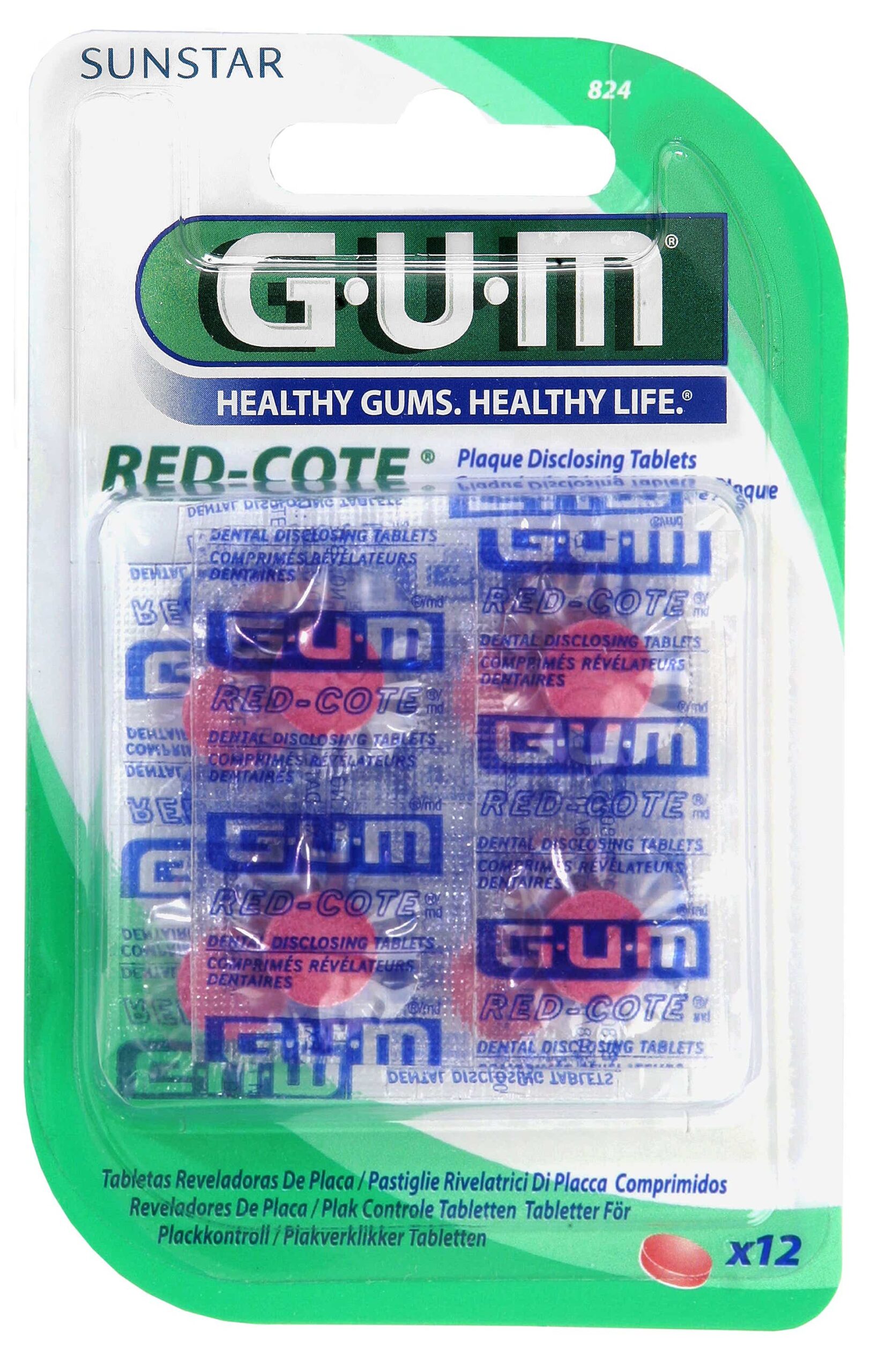 GUM DENTAL PLAQUE DEVELOPING TABLETS PER 12 UNITS
