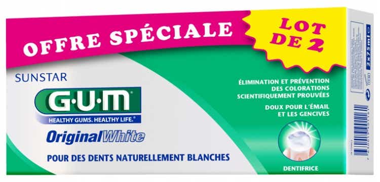 GUM ORIGINAL WHITE DUO TOOTHPASTE 2X75ML