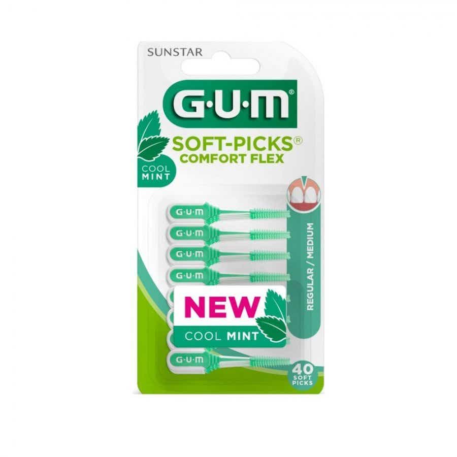 GUM SOFT PICKS COMFORT FLEX INTERDENTAL BRUSHES MEDIUM MINT 670 40 UNITS