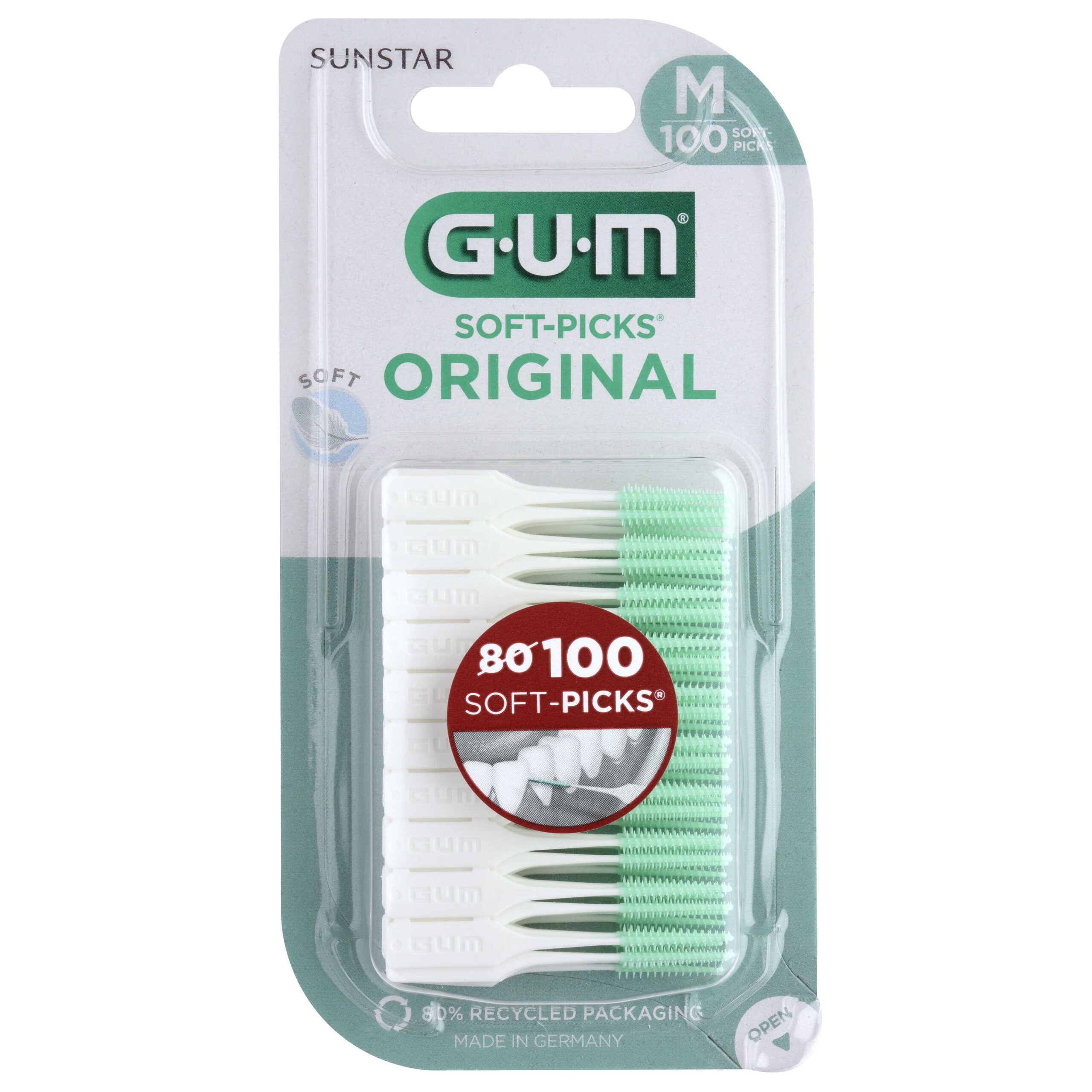 GUM SOFT PICKS ORIGINAL INTERDENTAL BRUSHES MEDIUM 100 UNITS