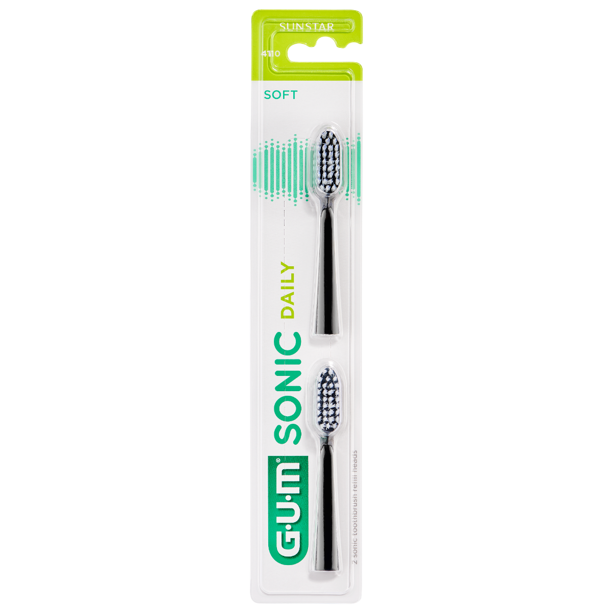 GUM SONIC DAILY BLACK REFILLS ELECTRIC TOOTHBRUSH PACK OF 2