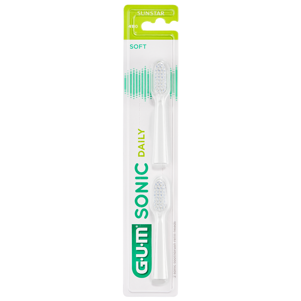 GUM SONIC DAILY SOFT TOOTHBRUSH HEADS X2