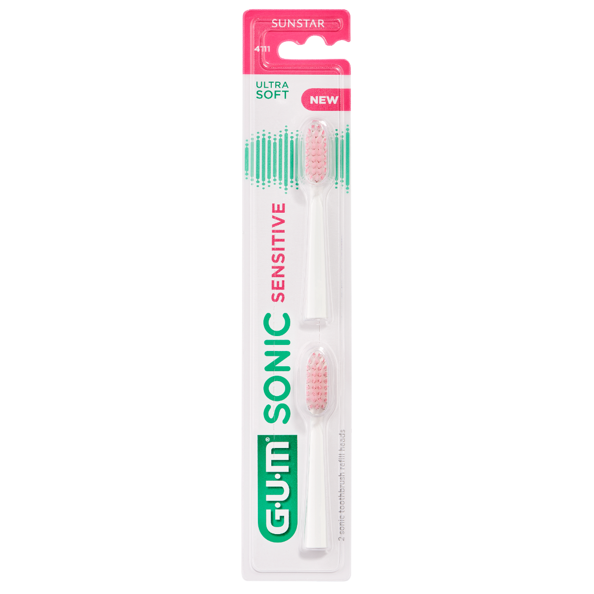GUM SONIC SENSITIV TOOTHBRUSH REFILLS X2