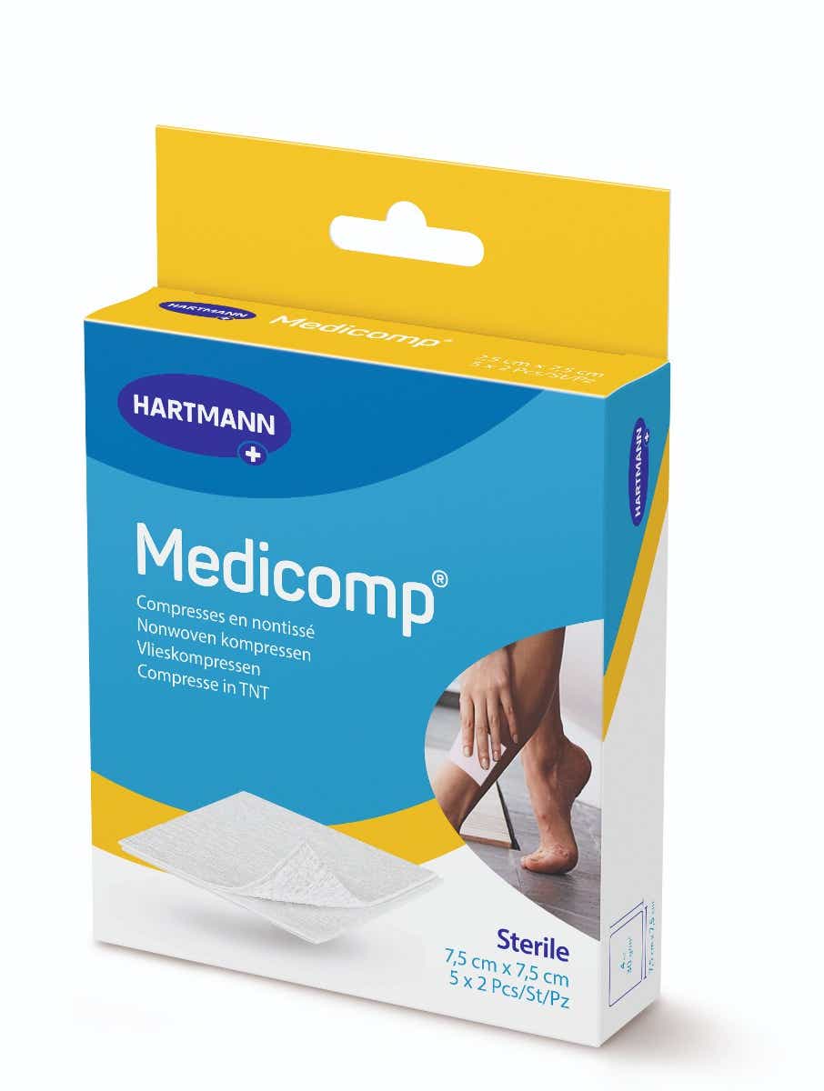 HARTMANN MEDICOMP NON-WOVEN COMPRESSES 7 5CM BY 7 5CM 5 BAGS