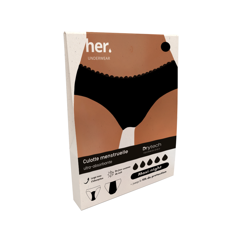 HER UNDERWEAR ALMA MENSTRUAL PANTS BLACK ONYX SIZE S