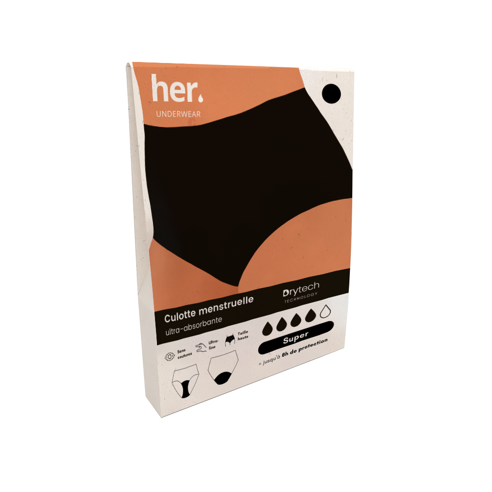 HER UNDERWEAR NORA MENSTRUAL PANTS BLACK ONYX SIZE S