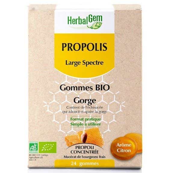 HERBALGEM PROPOLIS BROAD SPECTRUM ORGANIC THROAT 24 GUMS