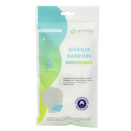 J S MEDICAL BARRIER MASKS FOR CHILDREN 4 TO 10 YEARS WASHABLE AND REUSABLE 20 TIMES 6 UNITS