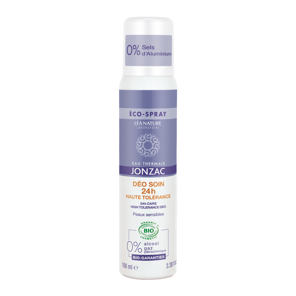 JONZAC DEODORANT ECO SPRAY 24H CARE HIGH TOLERANCE ORGANIC SENSITIVE SKIN 100ML