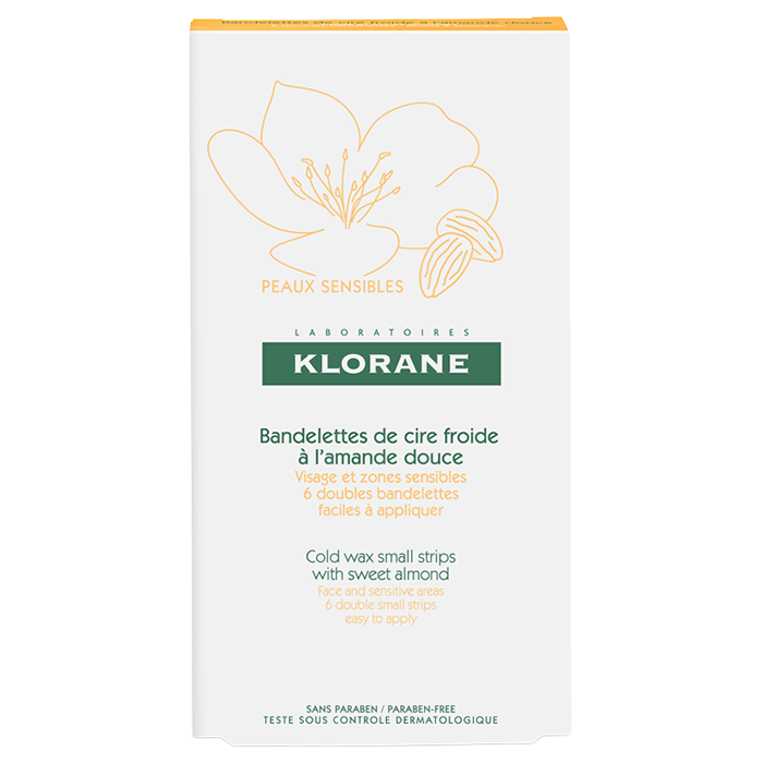 KLORANE COLD WAX DEPILATORY STRIP WITH SWEET ALMOND FACE AND SENSITIVE AREAS 6 STRIPS