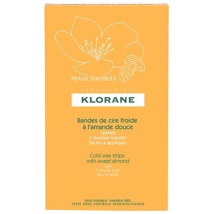 KLORANE COLD WAX DEPILATORY STRIPS WITH SWEET ALMOND LEGS 6 STRIPS