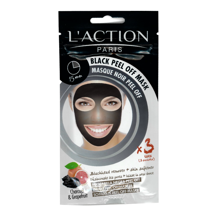 L ACTION PARIS BLACK PEEL OFF MASK 3 BAGS