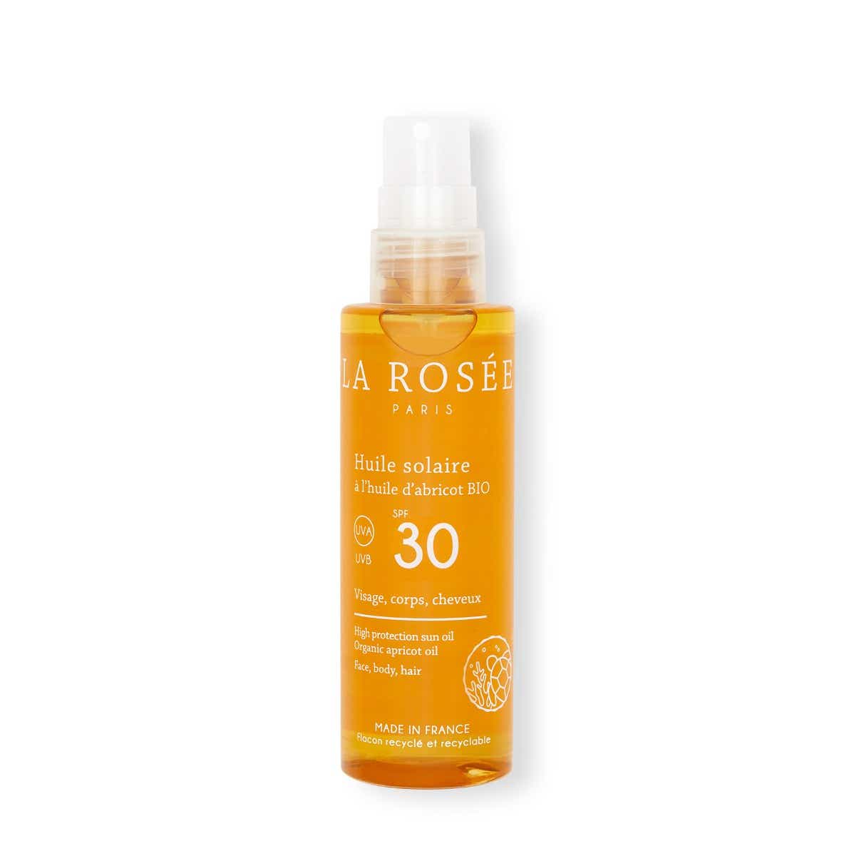 LA ROSEE SUNSCREEN OIL WITH ORGANIC APRICOT OIL SPF30 FACE BODY AND HAIR 150ML