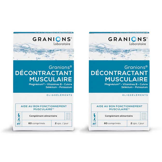 LABORATORY DES GRANIONS MUSCLE RELAXANT LOT OF 2 X 60 TABLETS