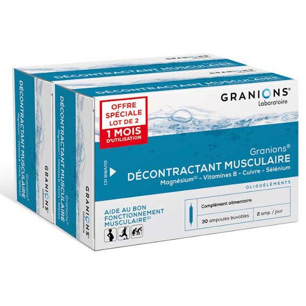 LABORATORY DES GRANIONS MUSCLE RELAXANT LOT OF 2X30 BULBS