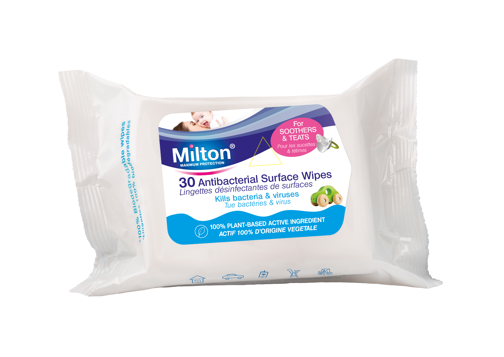MILTON LABORATORY SURFACE DISINFECTANT WIPES 30 WIPES