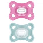 MAM COMFORT ORTHODONTIC PACIFIER PINK AND TURQUOISE COLOR FROM 2 TO 6 MONTHS PACK OF 2 PACIFIERS