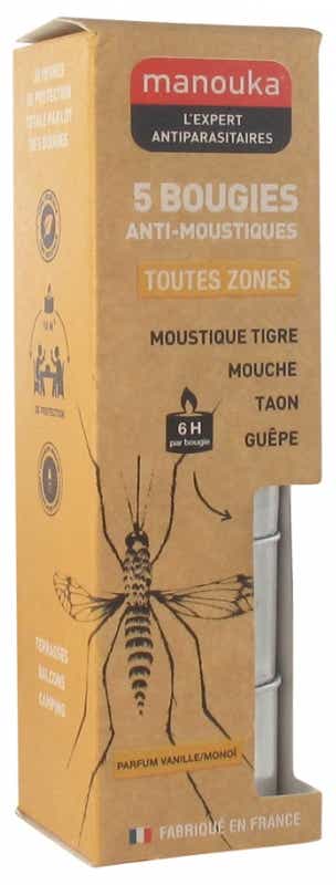 MANOUKA ANTI MOSQUITO CANDLE MONOI VANILLA SCENT ALL ZONES 5 UNITS
