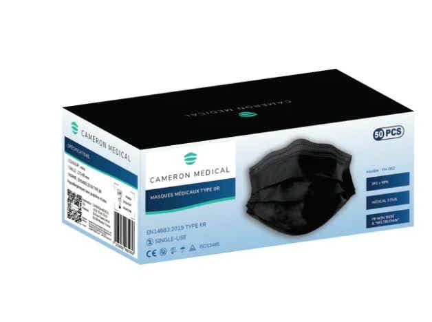 MEDICAL MASKS TYPE 2R ADULT BLACK HIGH FILTRATION 50 PIECES