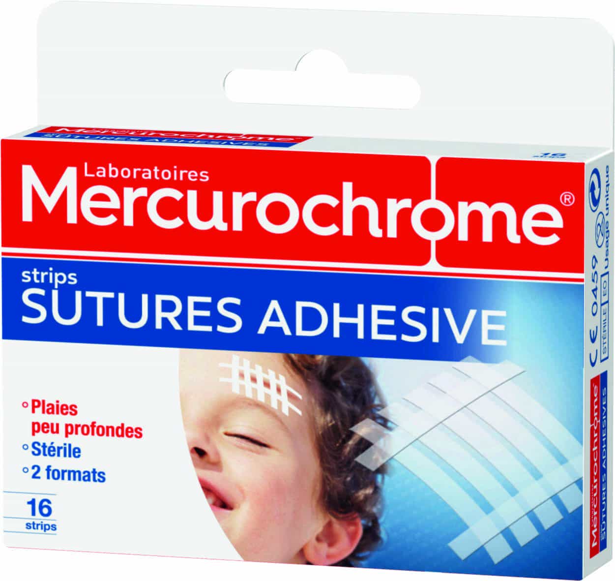 MERCUROCHROM ADHESIVE SUTURES 16 STRIPS