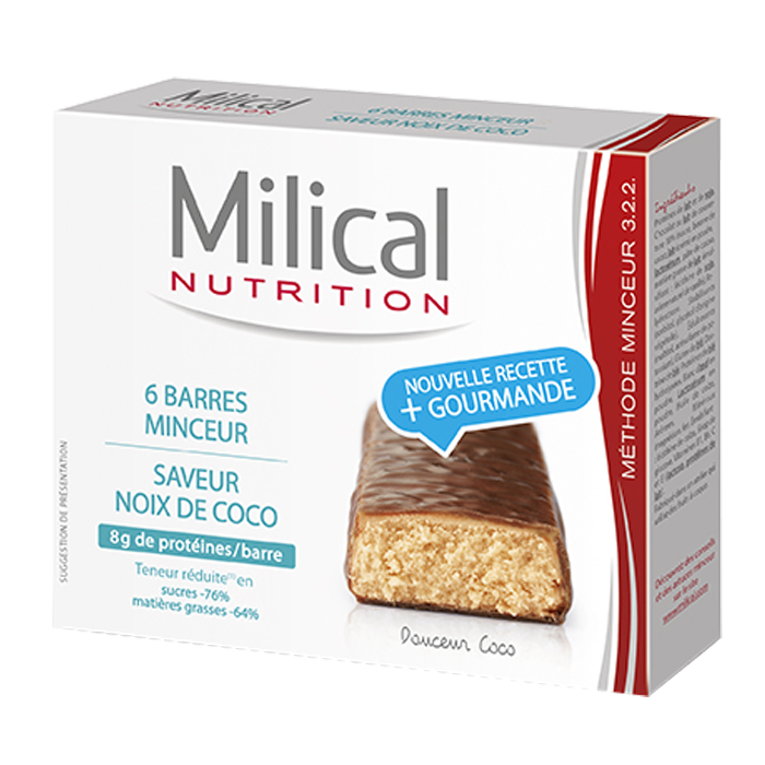 MILICAL SLIMMING BAR CHOCOLATE COCONUT 6 BARS