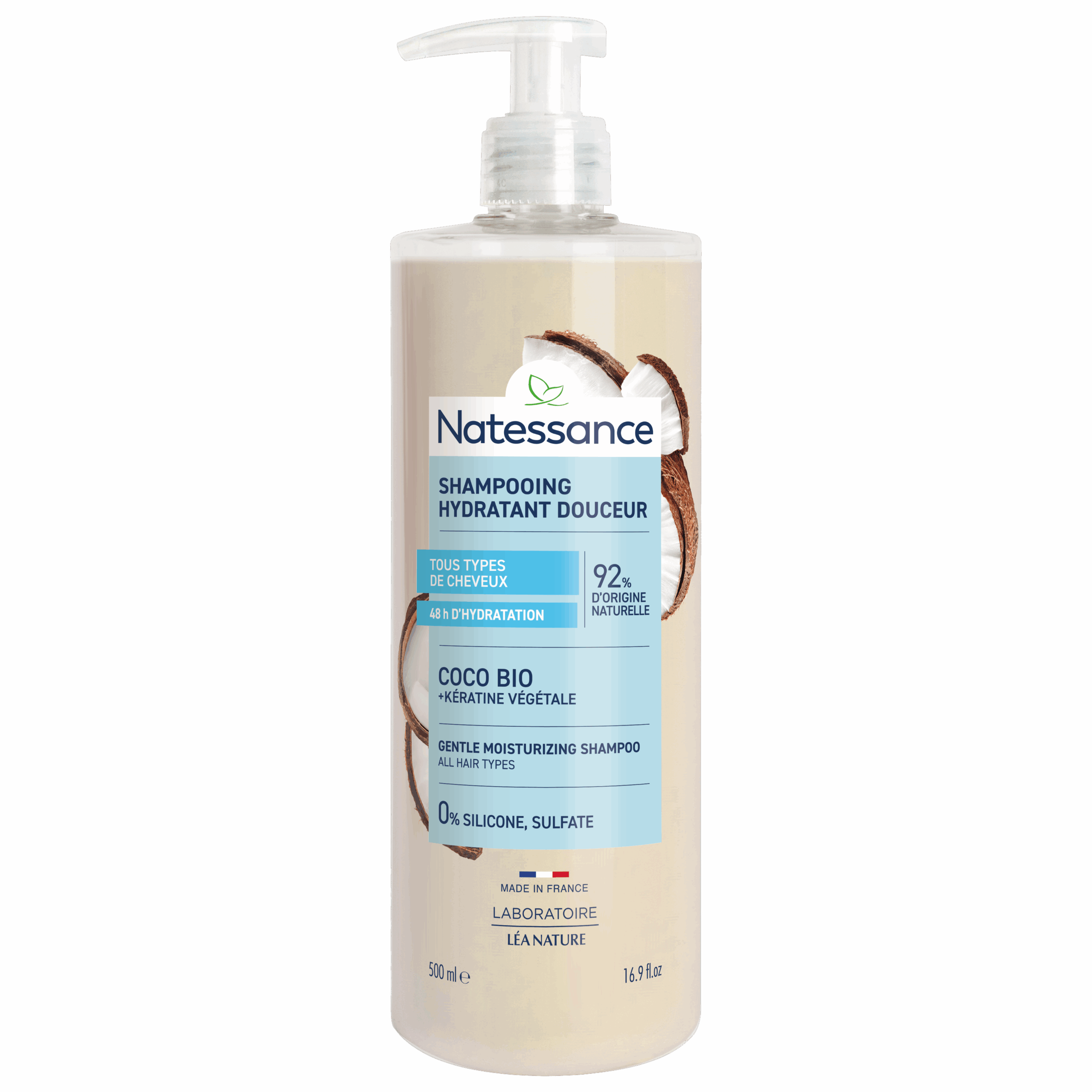 NATESSANCE EXTRA GENTLE SHAMPOO ORGANIC COCONUT AND VEGETABLE KERATIN 500ML