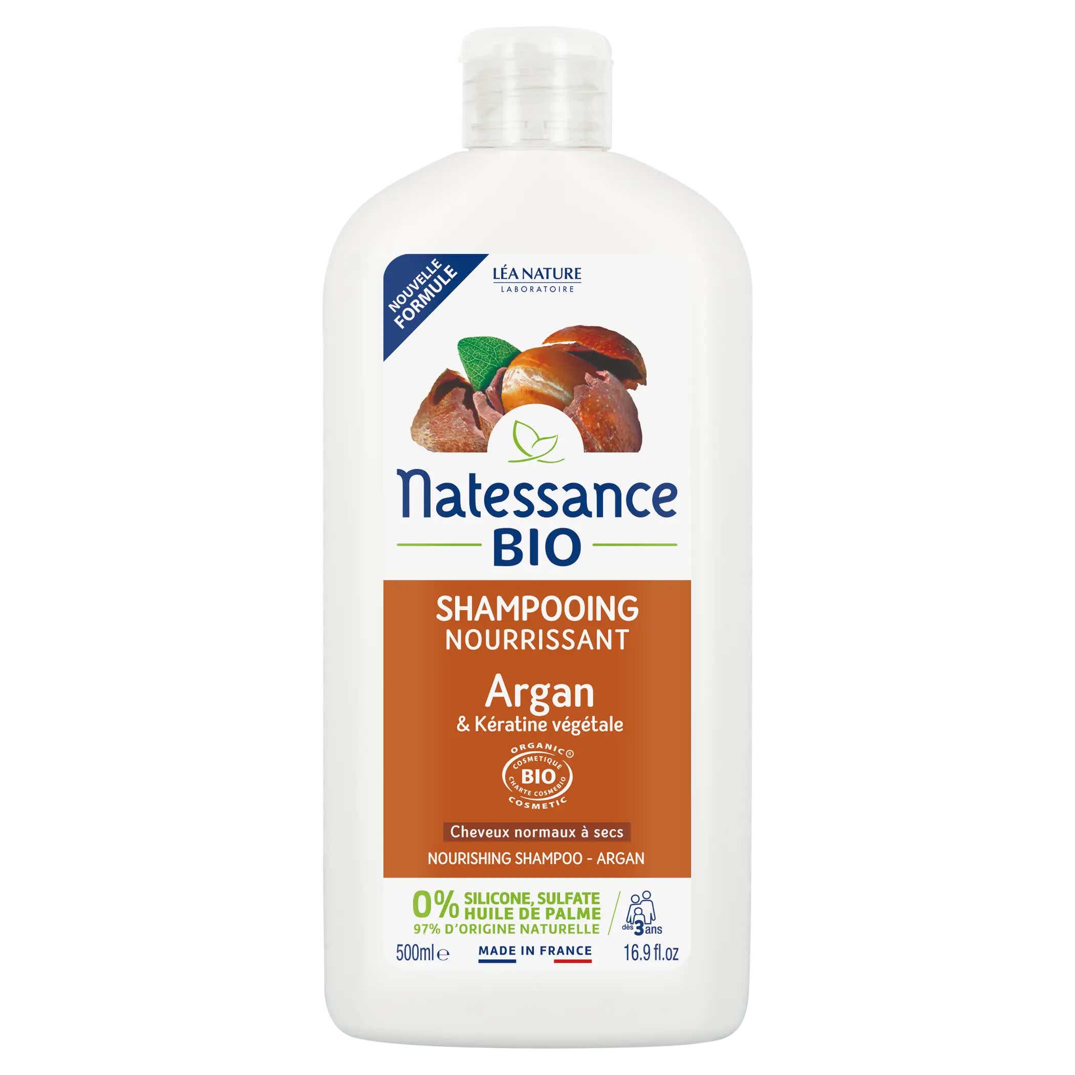NATESSANCE NOURISHING SHAMPOO ORGANIC ARGAN AND VEGETABLE KERATIN 500ML