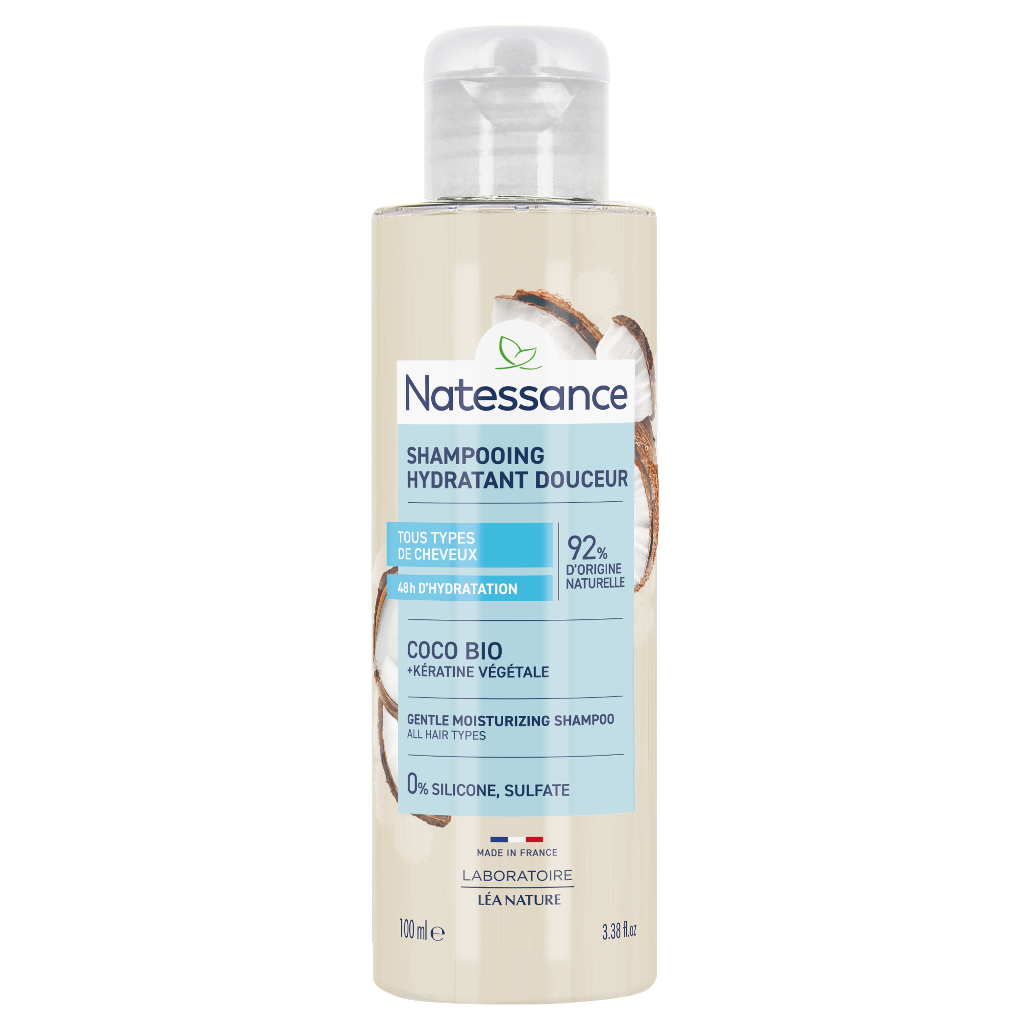 NATESSANCE EXTRA GENTLE SHAMPOO COCONUT AND VEGETABLE KERATIN 100ML