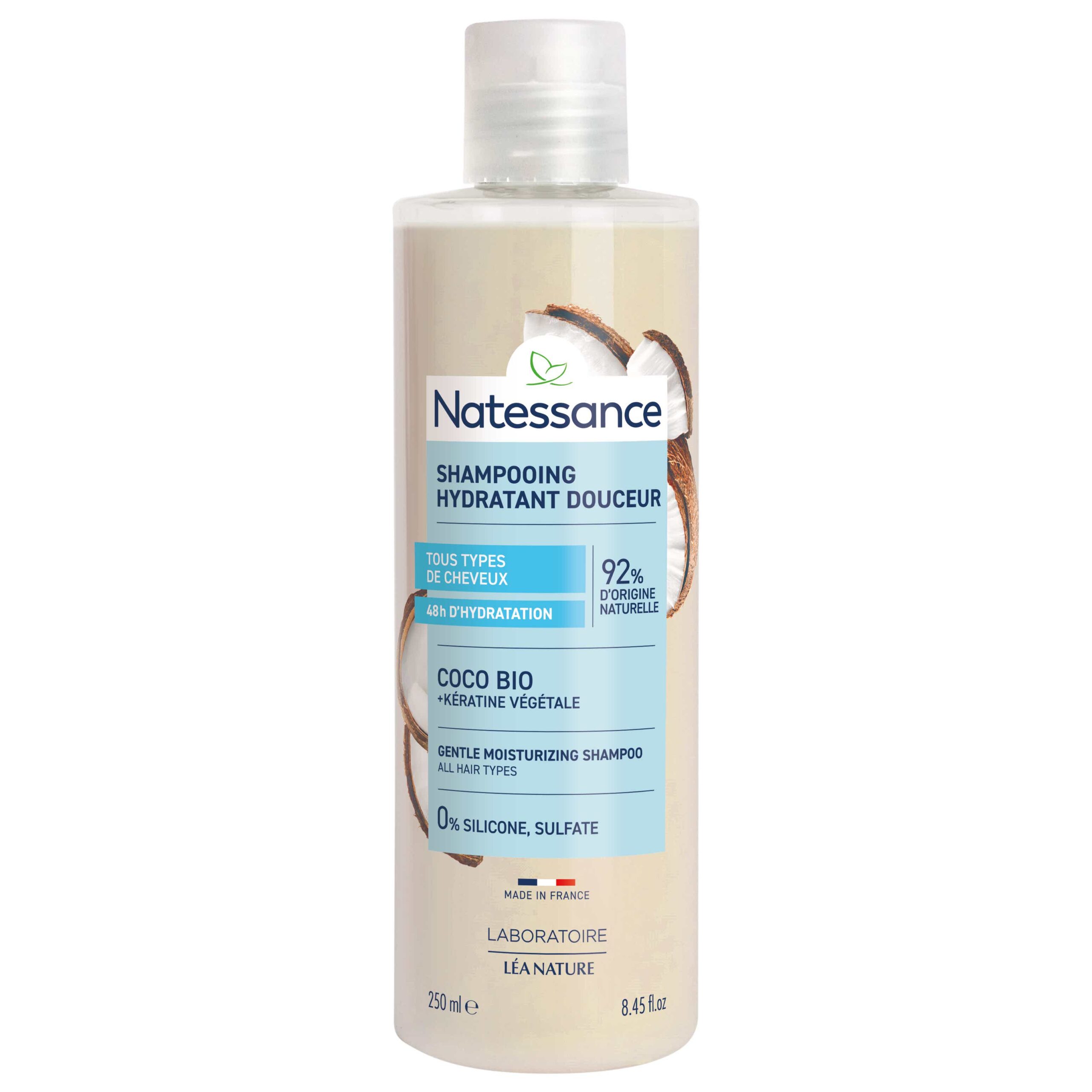 NATESSANCE EXTRA GENTLE SHAMPOO COCONUT AND VEGETABLE KERATIN 250ML