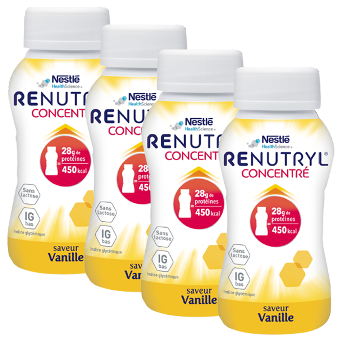 NESTLE HEALTH SCIENCE RENUTRYL CONCENTRATE VANILLA FLAVOR 4 BOTTLES OF 100ML