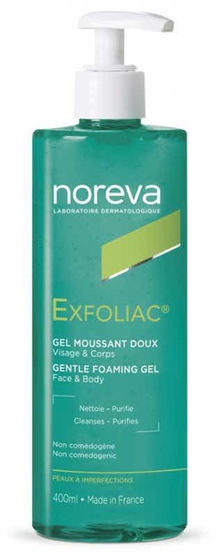 NOREVA EXFOLIAC GENTLE FOAMING GEL FOR FACE AND BODY SKIN WITH IMPERFECTIONS 400ML