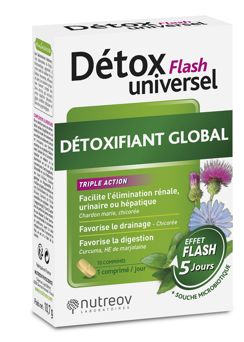 NUTREOV DETOX UNIVERSAL FLASH 5J TRIPLE ACTION 10 TABLETS