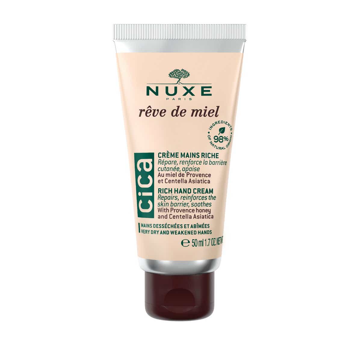 NUXE REVE DE MIEL CICA RICH HAND CREAM FOR DRY AND DAMAGED HANDS 50ML