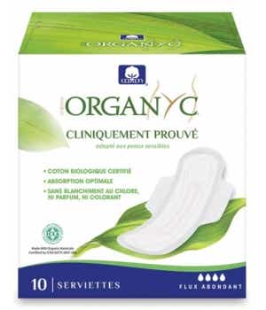 ORGANYC HYGIENIC TOWELS HIGH FLOW ORGANIC COTTON 10 TOWELS