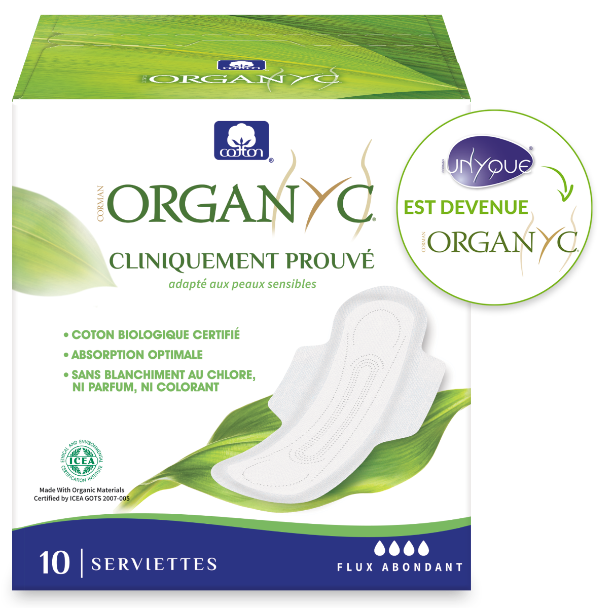 ORGANYC SANITARY TOWELS NORMAL FLOW ORGANIC COTTON 10 TOWELS