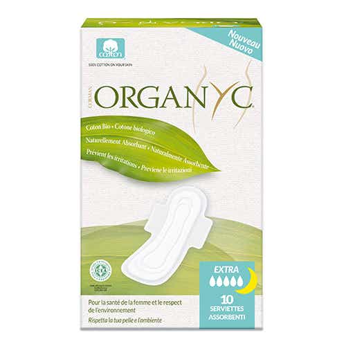 ORGANYC HYGIENIC TOWELS VERY HEAVY FLOW NIGHT ORGANIC COTTON 10 TOWELS