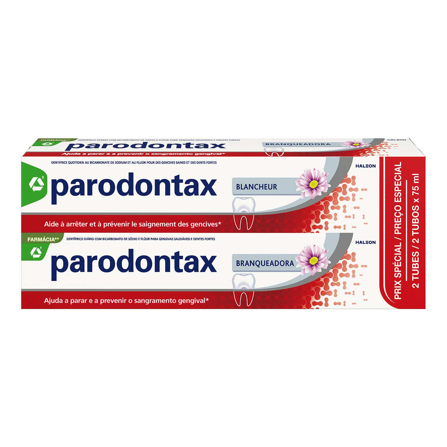 PARODONTAX WHITENING TOOTHPASTE 2 TUBES OF 75ML