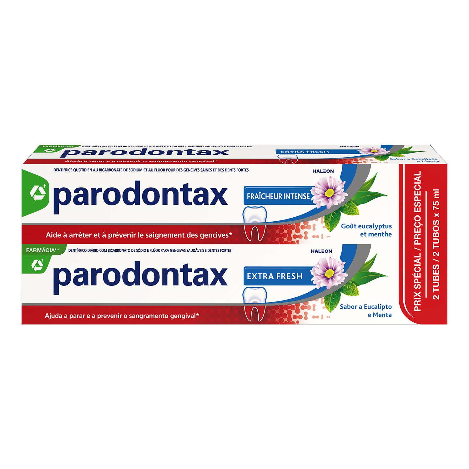 PARODONTAX INTENSE FRESH TOOTHPASTE 2 TUBES OF 75ML