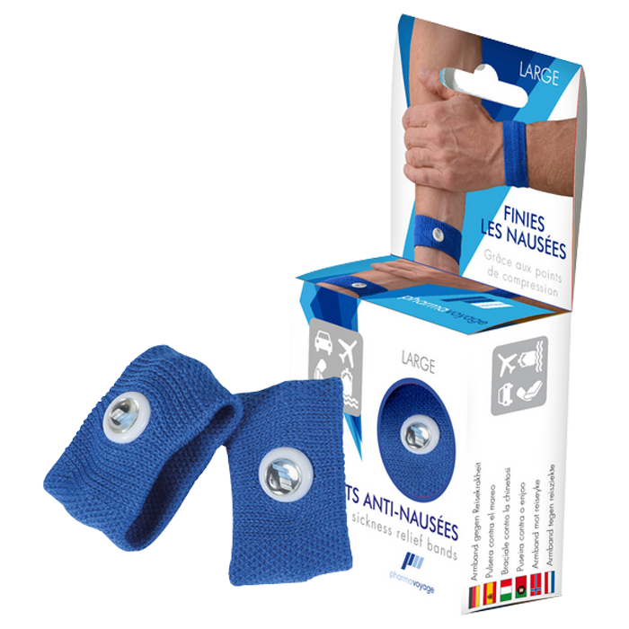 PHARMAVOYAGE ANTI-NAUSEA BRACELETS BLUE LARGE 2UNITS