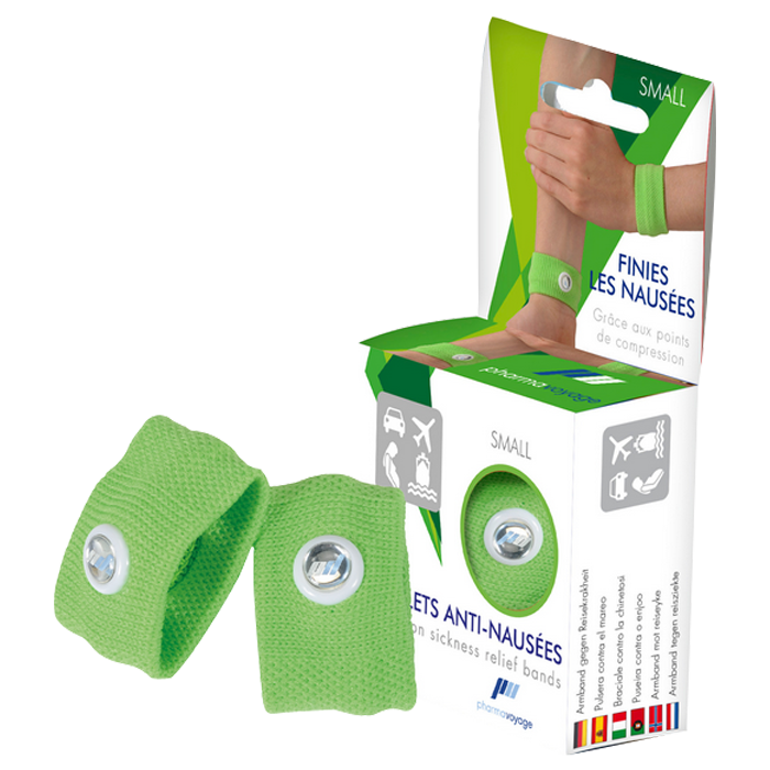 PHARMAVOYAGE ANTI-NAUSEA BRACELETS GREEN SMALL 2 UNITS