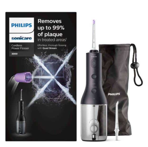 PHILIPS SONICARE AIRFLOSSER DENTAL SPRAY CORDLESS POWER FLOSSER 3000 BLACK