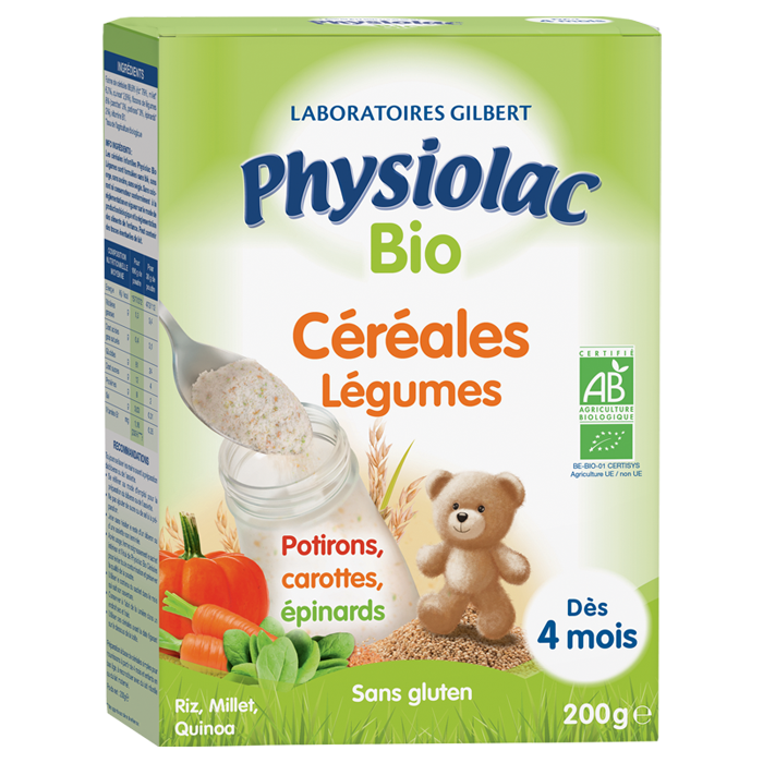 PHYSIOLAC CEREALS VEGETABLES ORGANIC 4 MONTHS 200G