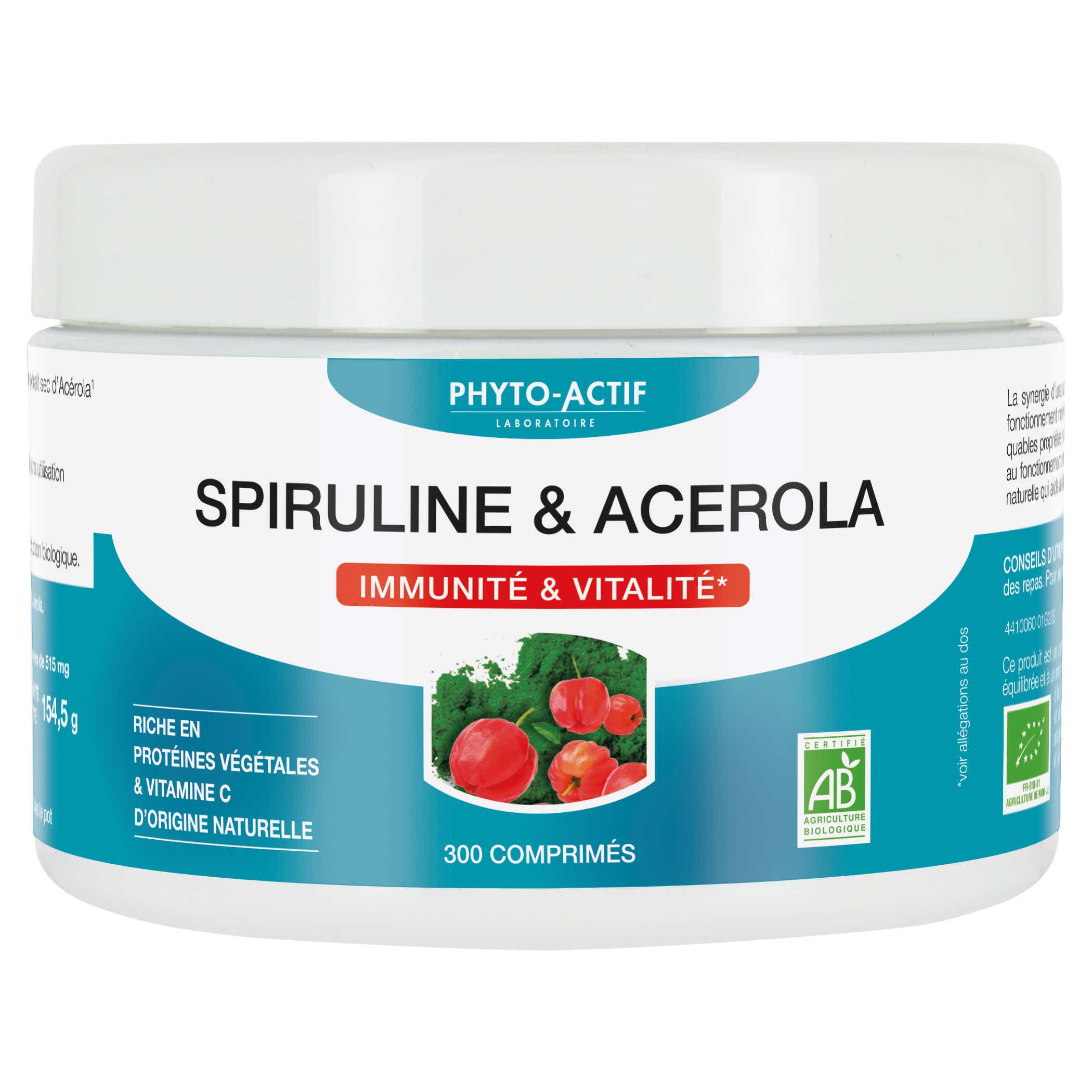 PHYTO ACTIVE SPIRULINA ACEROLA ECOCERT 300 TABLETS