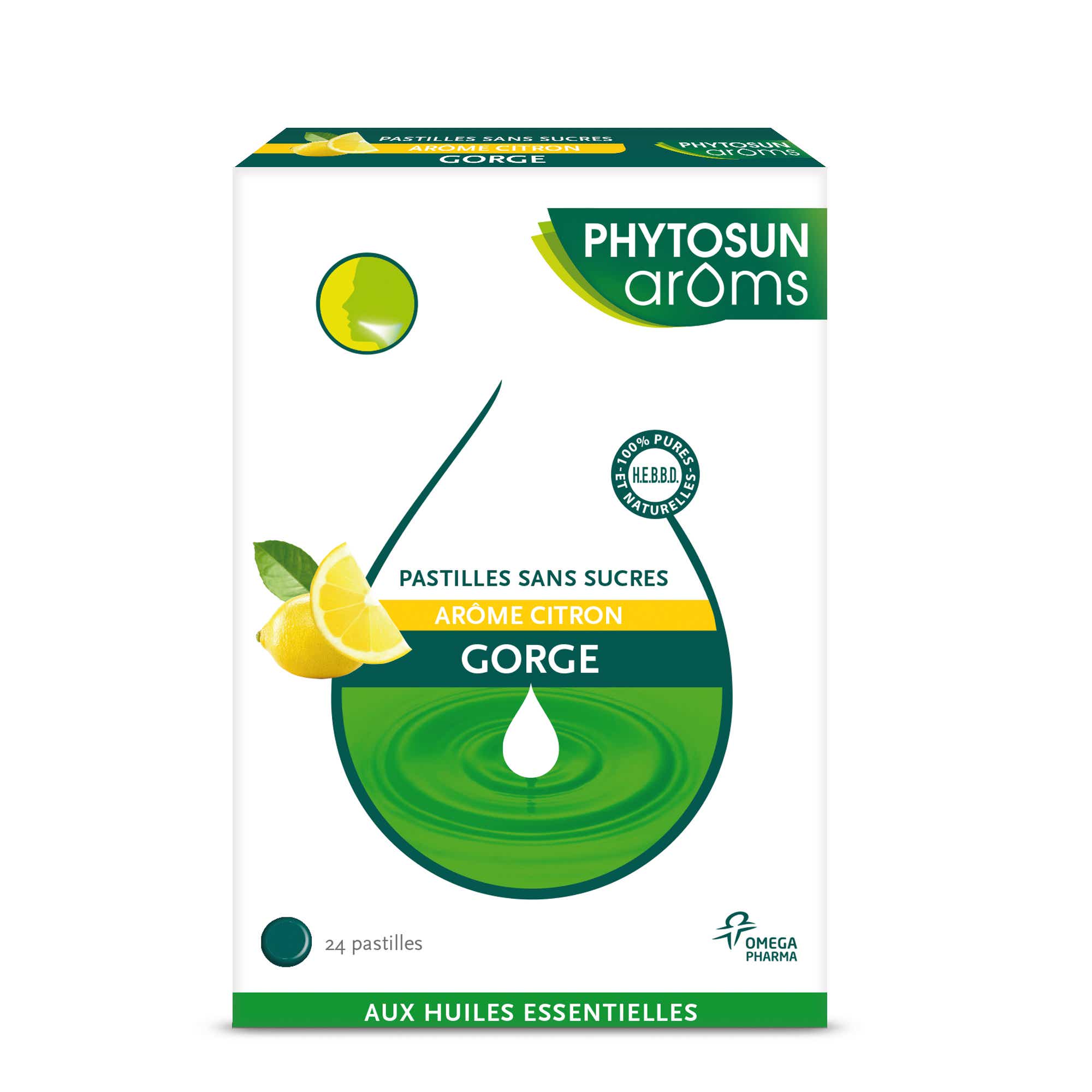 PHYTOSUN AROMS ESCULAPE LEMON THROAT LOZENGES WITH ESSENTIAL OILS 24 UNITS