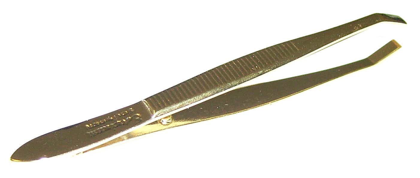3 INCH GOLDEN TWEEZERS WITH BIAS TIPS REF 221822