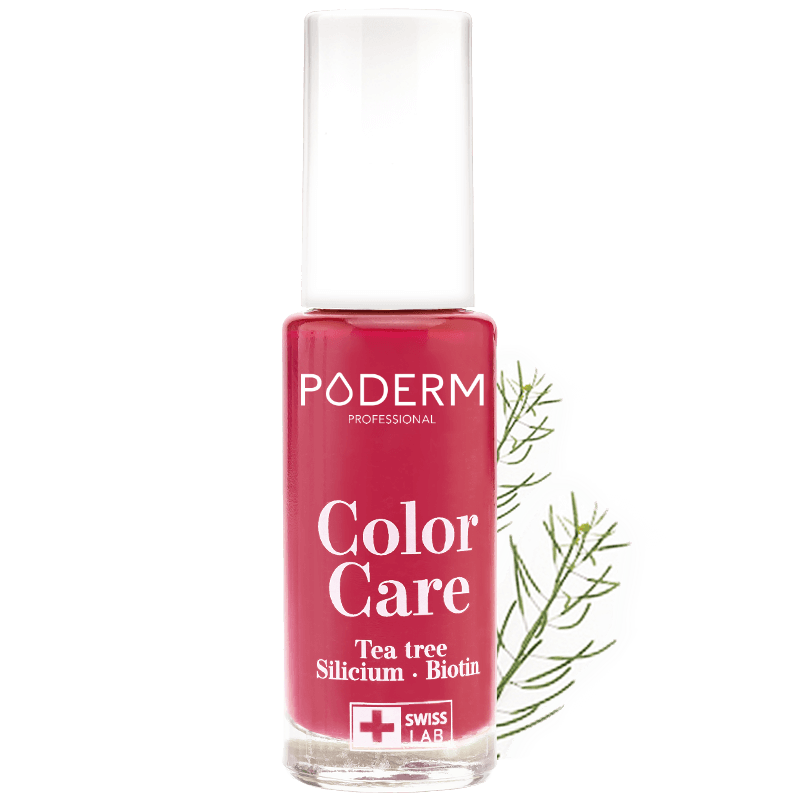 PODERM COLOR CARE NAIL POLISH TEA TREE RED PINK 8ML