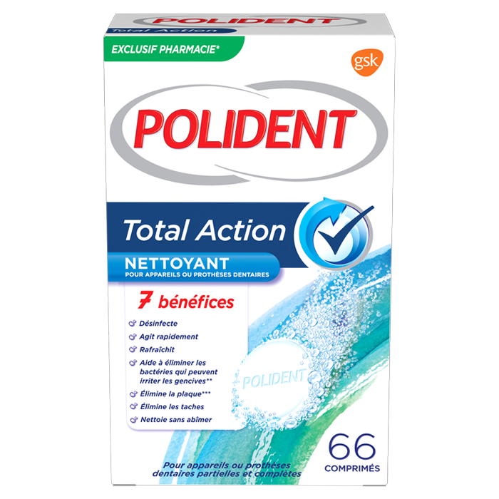 POLIDENT TOTAL ACTION CLEANER 66 TABLETS