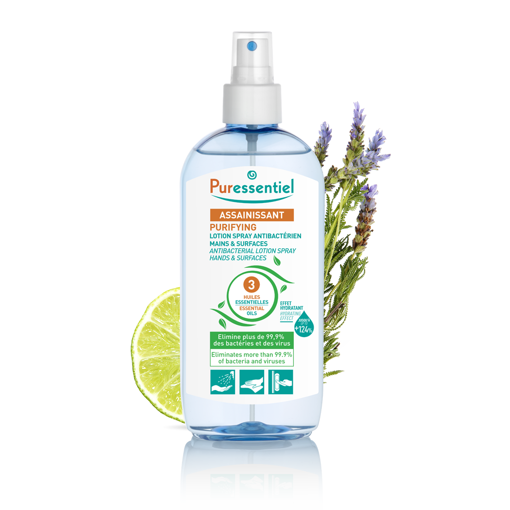 PURESSENTIEL SANITIZING LOTION SPRAY ANTIBACTERIAL HAND SURFACES 250ML