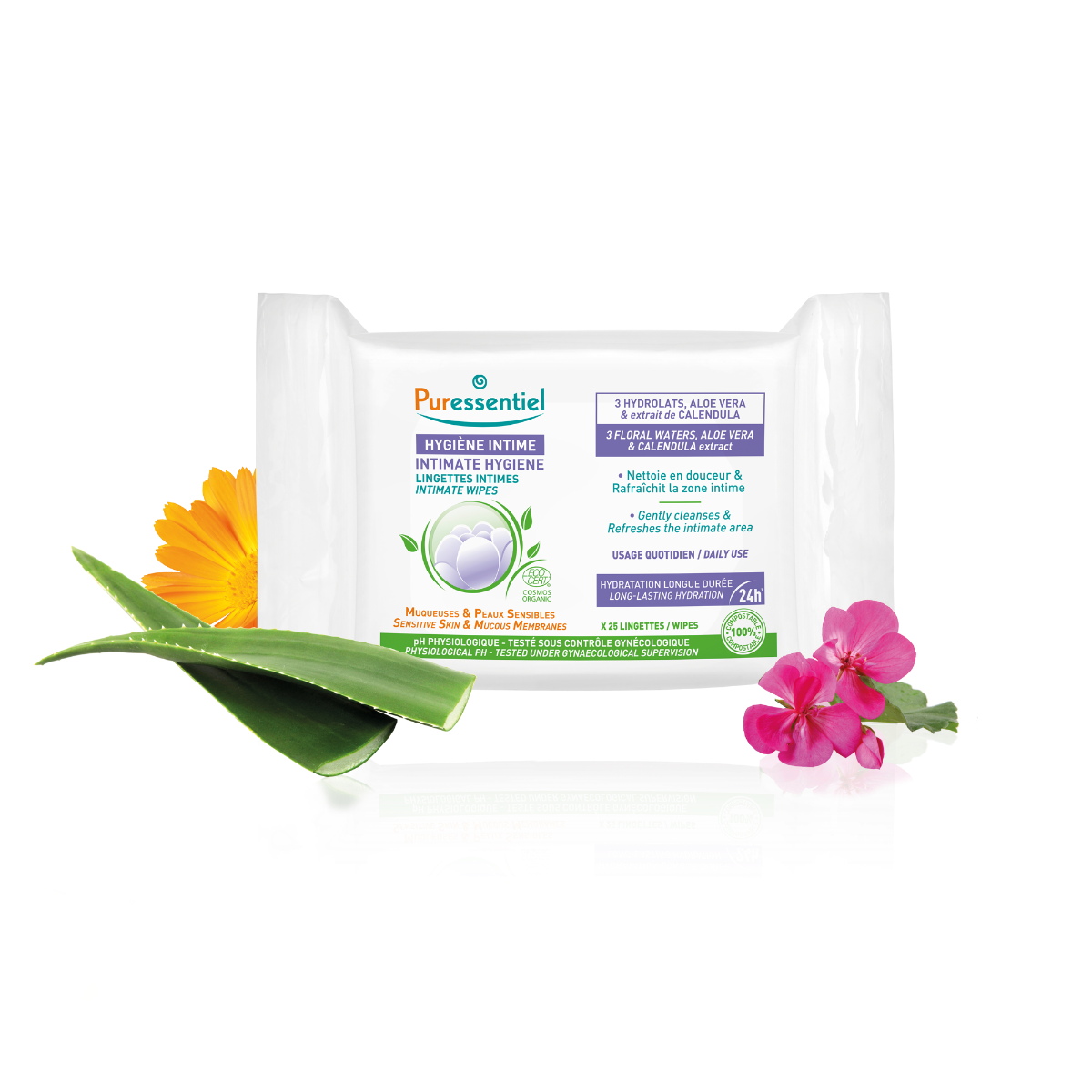 PURESSENTIEL INTIMATE HYGIENE ORGANIC DAILY INTIMATE WIPES 25 WIPES